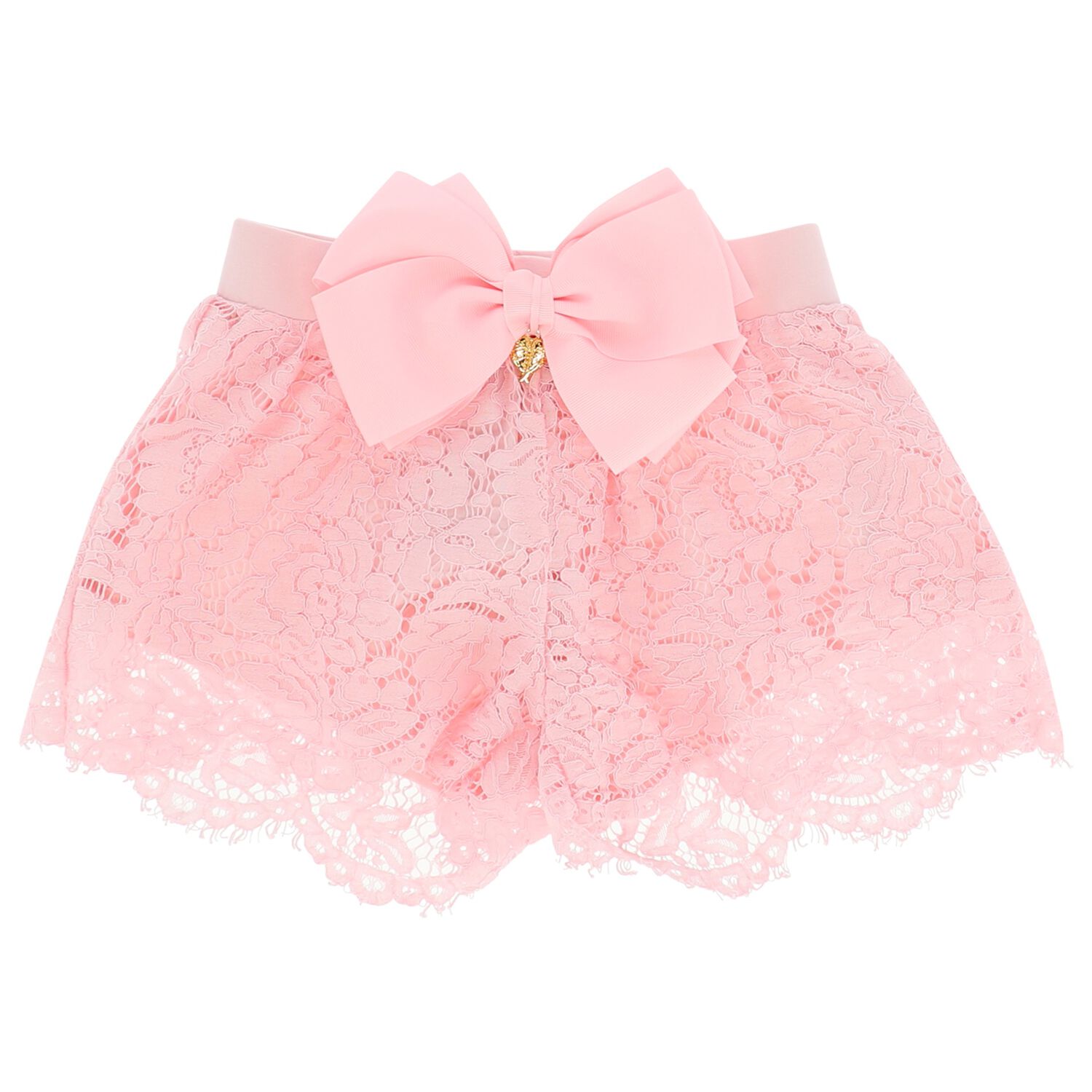 Girls Pink Lace Shorts, 3, hi-res