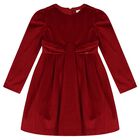 فستان بنات مخملي باللون الأحمر, 1, hi-res