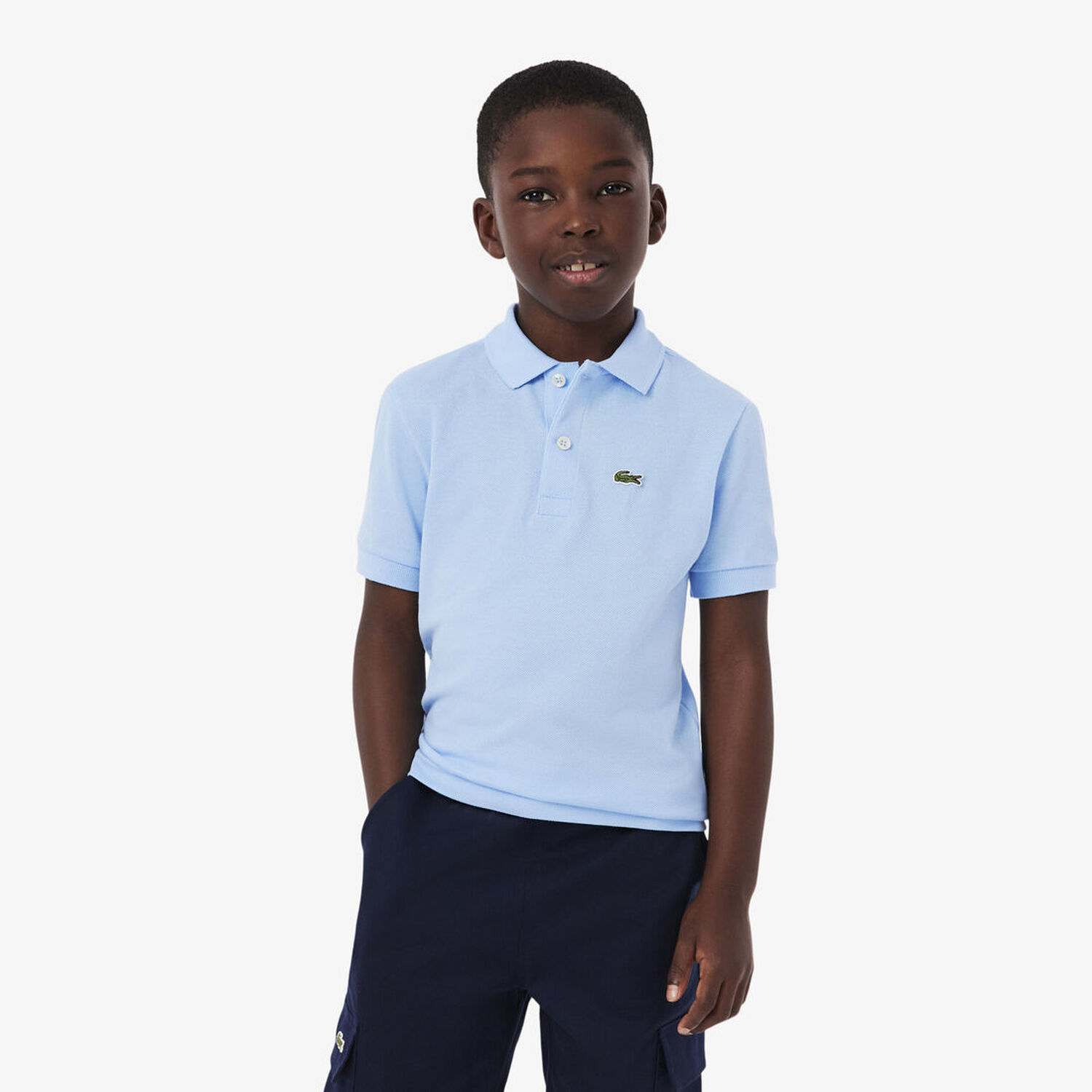 Boys Blue Logo Polo Shirt, 7, hi-res