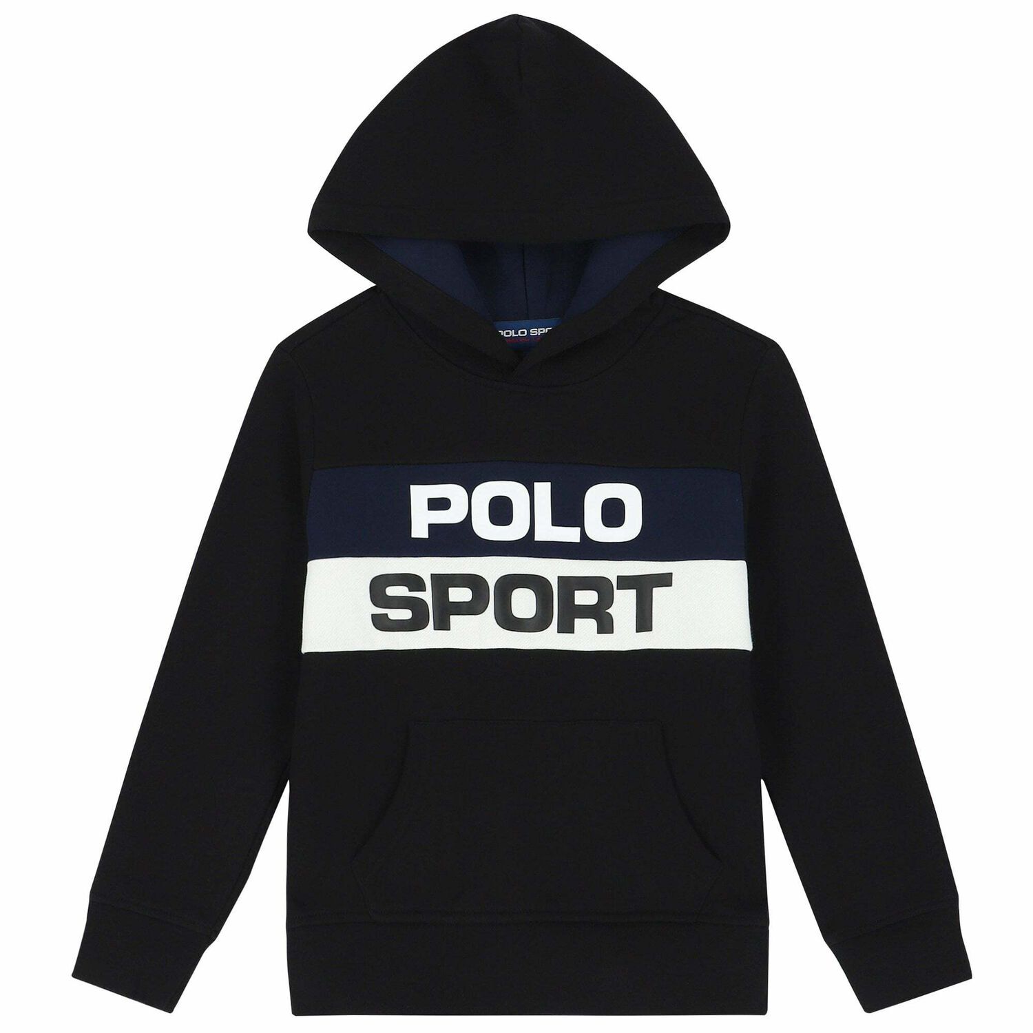 Boys Black Logo Hooded Top, 1, hi-res