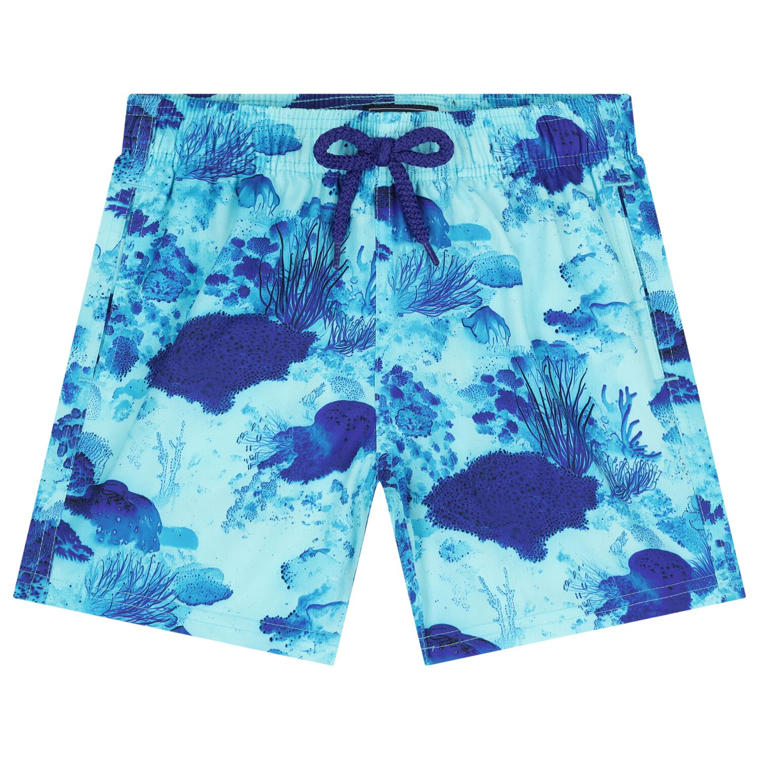 Boys Blue Coral Reef Swim Shorts, 1, hi-res