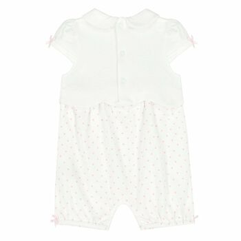 Baby Girls White & Pink Romper