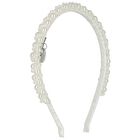 Girls White Embellished Pearl Headband, 1, hi-res