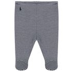 طقم هدايا ملابس أطفال للأولاد باللون العاجي والأزرق الداكن, 1, hi-res