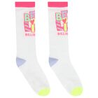 Girls White & Yellow Logo Socks ( 2-Pack ) , 1, hi-res