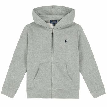 Boys Grey Logo Zip Up Top