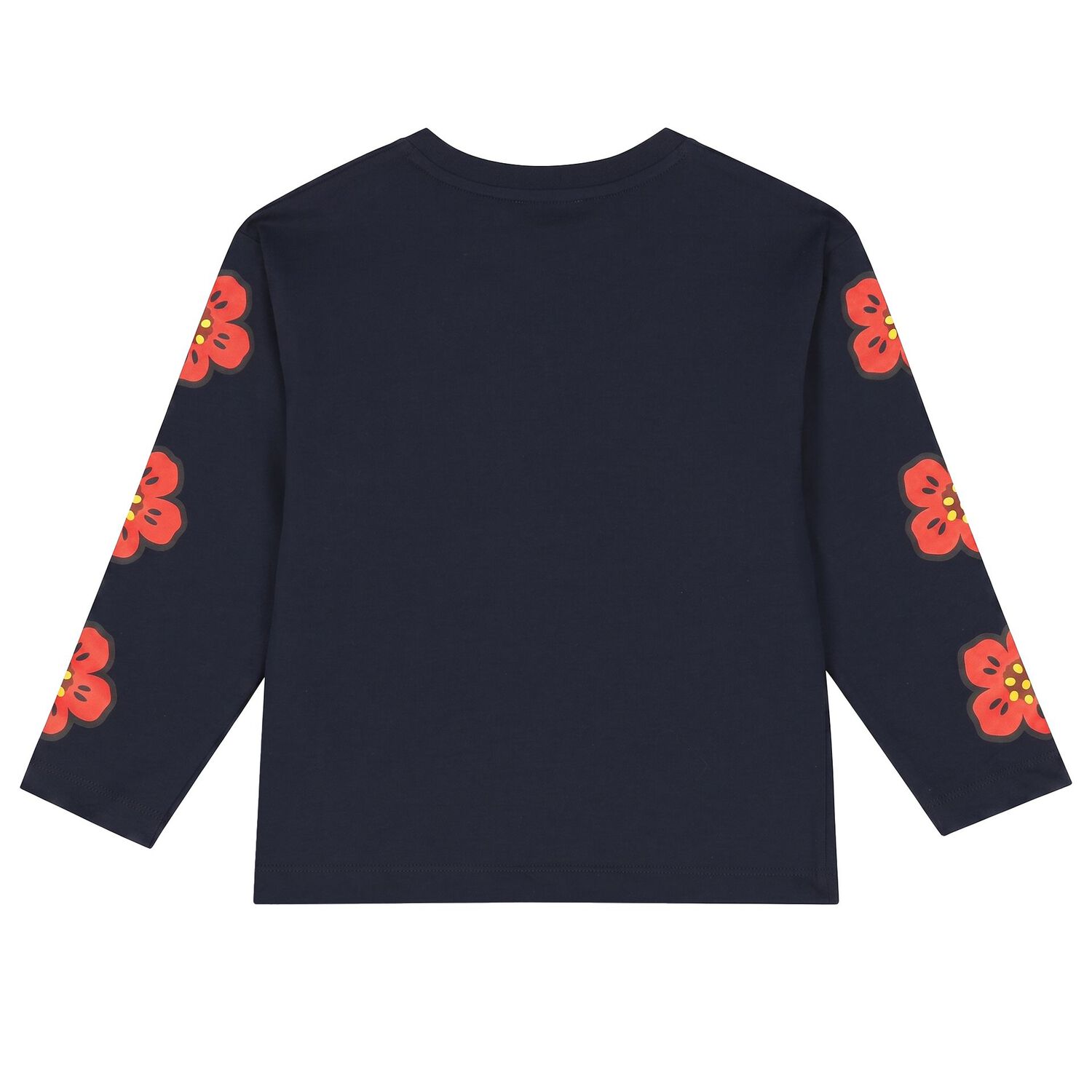 Girls Navy Blue Boke Flower Long Sleeve Top, 1, hi-res