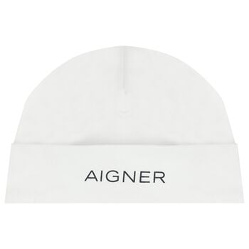 قبعه اطفال بالشعار باللون الابيض 