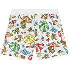 Yellow & White Teddy Bear Logo Shorts Set, 1, hi-res