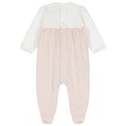 Baby Girls White & Beige Floral Babygrow, 1, hi-res