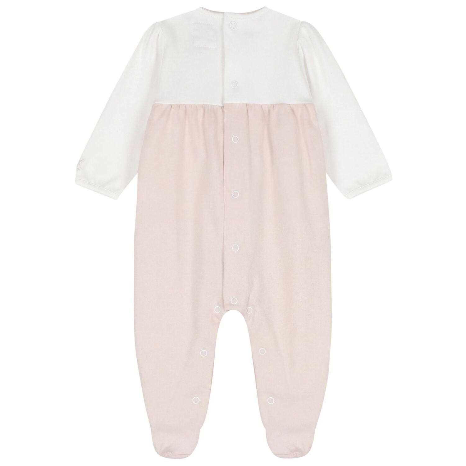 Baby Girls White & Beige Floral Babygrow, 1, hi-res