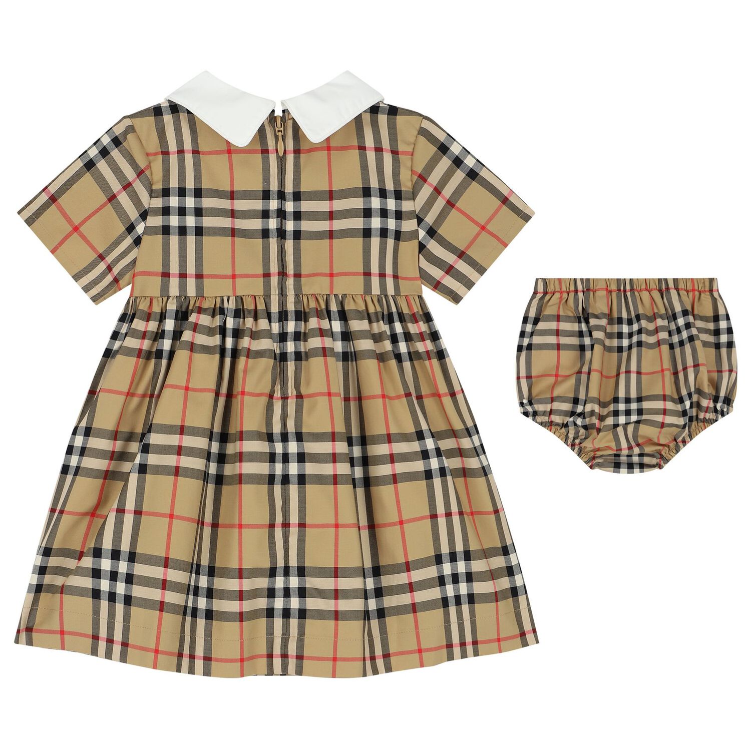 Baby Girls Beige Check Dress Set, 1, hi-res
