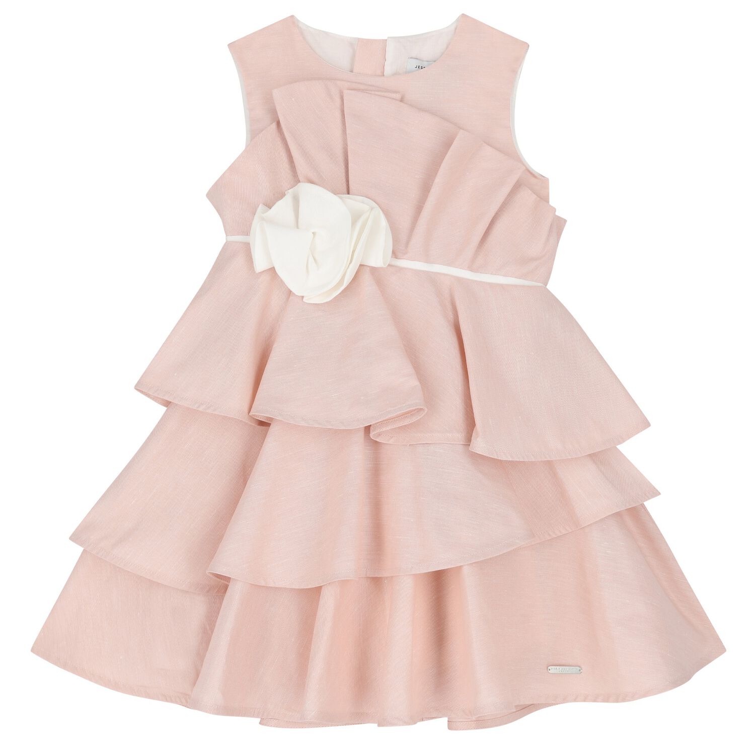 Girls Pink Flower Ruffled Dress, 1, hi-res image number null