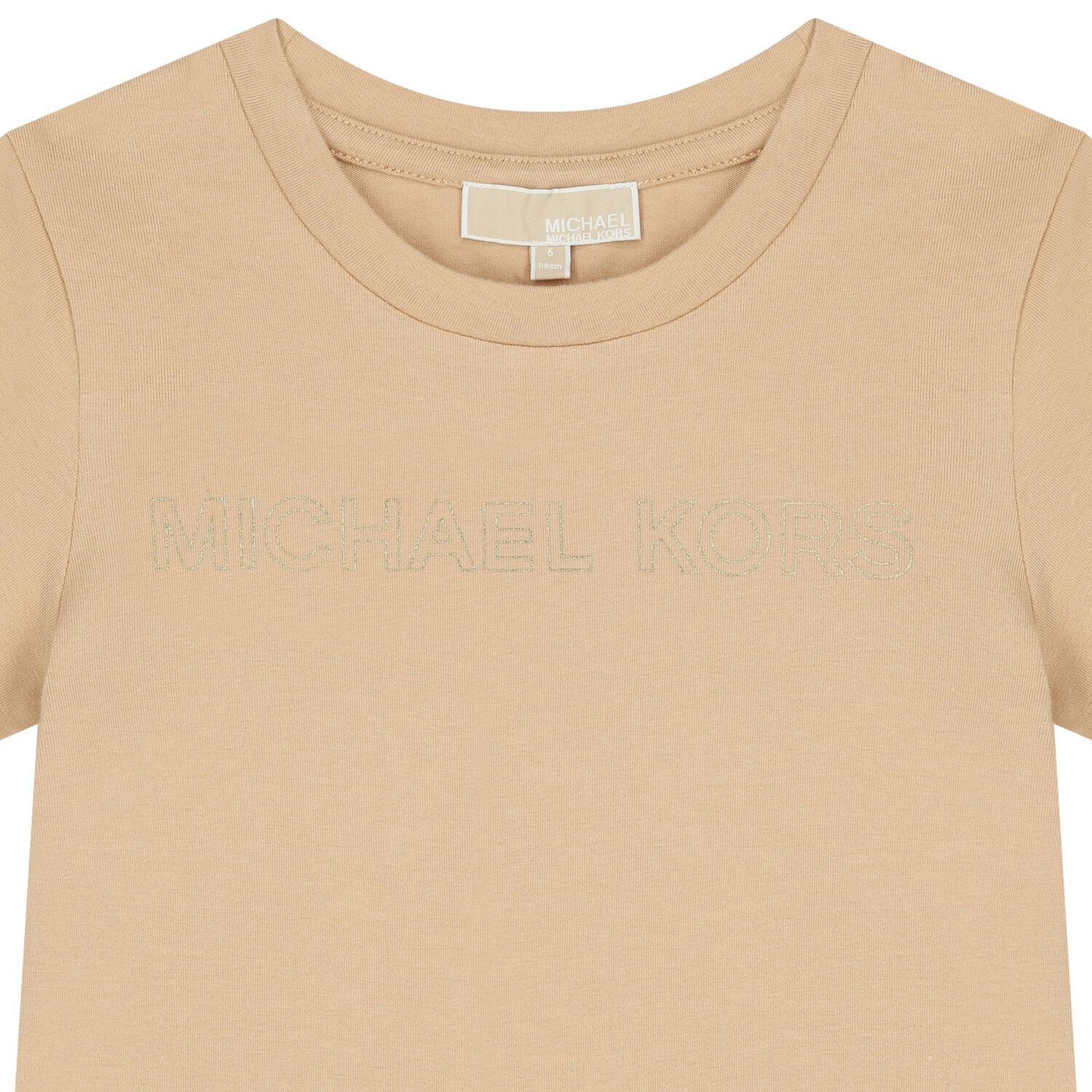 Girls Beige Logo T-Shirt, 2, hi-res image number null