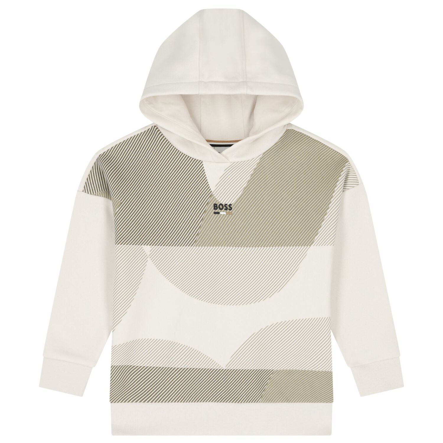 Boys Beige Logo Hooded Top, 1, hi-res