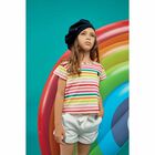 Girls Cygne White Shorts, 1, hi-res