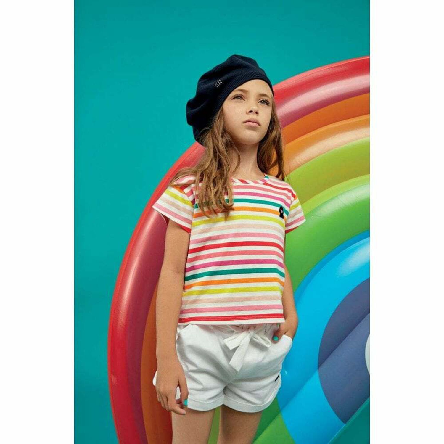 Girls Cygne White Shorts, 1, hi-res image number null