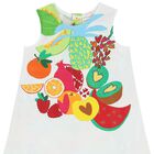 Girls White Logo Fruit Dress, 1, hi-res