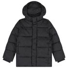 Boys Black Logo Padded Puffer Jacket, 1, hi-res