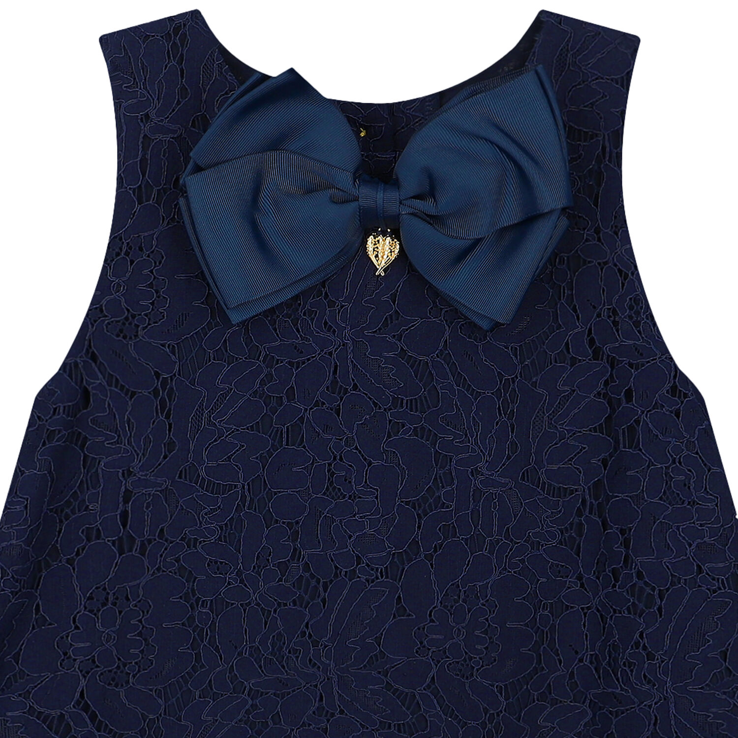 Girls Navy Blue Lace Dress, 1, hi-res