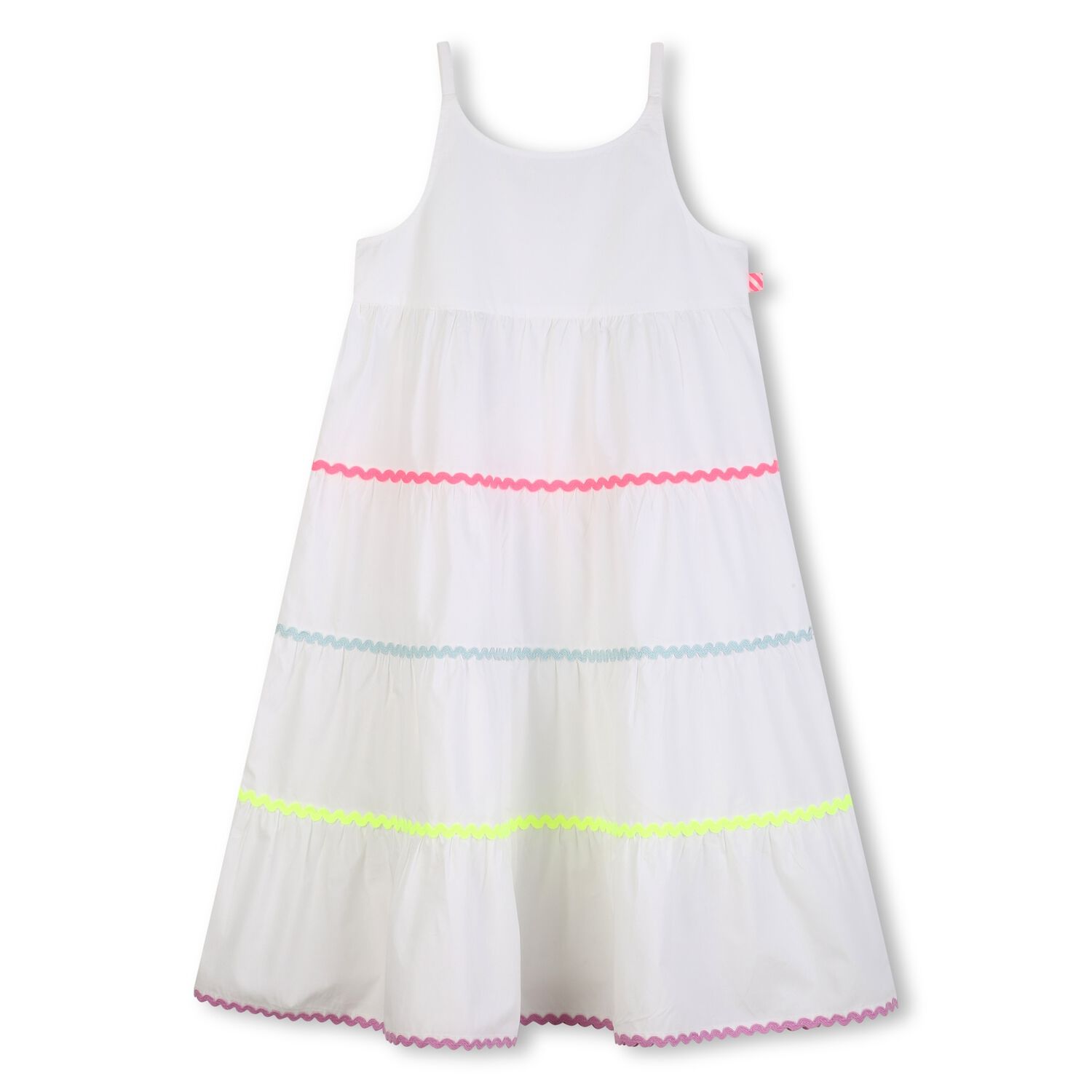 Girls White Tiered Dress, 1, hi-res