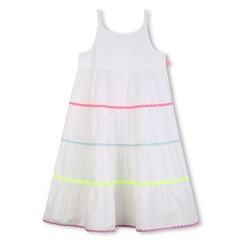 Girls White Tiered Dress