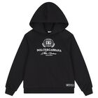 Boys Black Logo Hooded Top, 1, hi-res