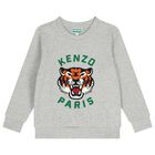 Boys Grey Tiger Logo Sweatshirt, 1, hi-res