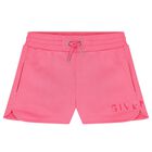 شورت بالشعار باللون الوردي للبنات, 1, hi-res