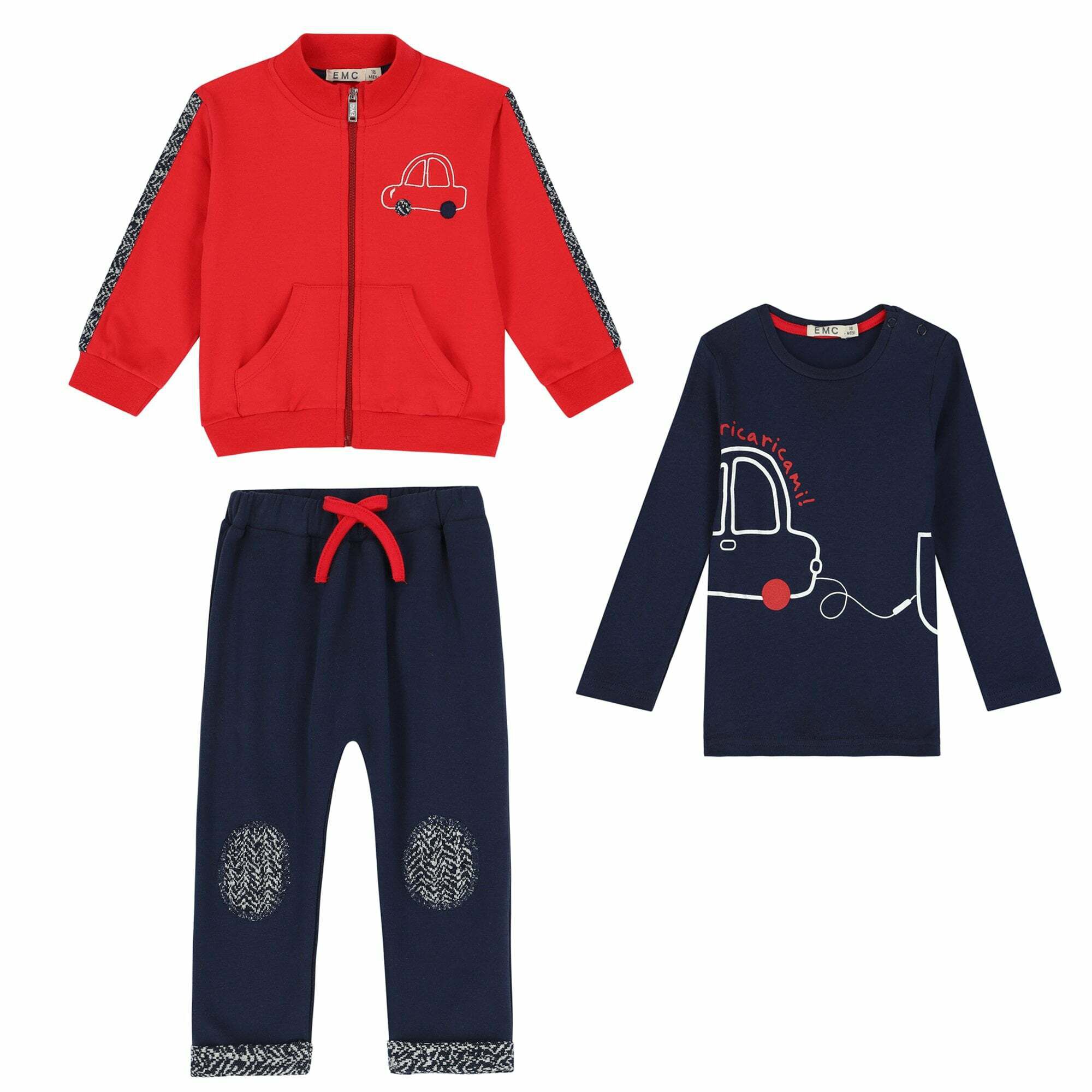 EMC Younger Boys Navy Red Tracksuit Set Junior Couture UAE