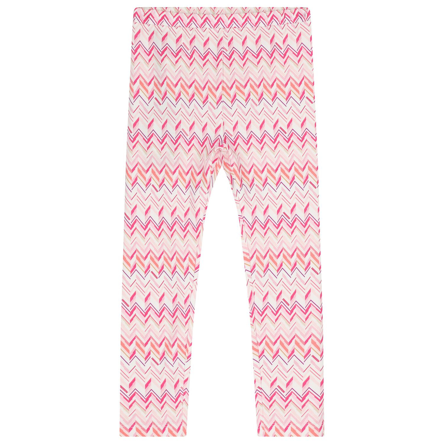 Girls White & Pink Zig Zag Leggings, 1, hi-res
