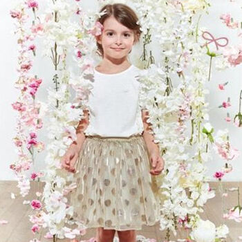 Girls Gold Spotted Tulle Skirt