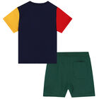 Baby Boys Navy & Green Logo Shorts Set, 1, hi-res