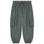 بنطلون اولاد بالشعار باللون الرمادي, 1, hi-res