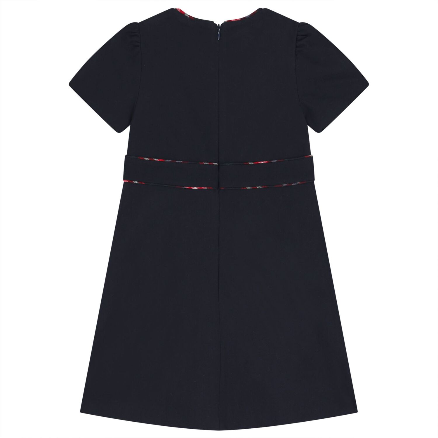 Girls Navy Blue Tartan Dress, 1, hi-res