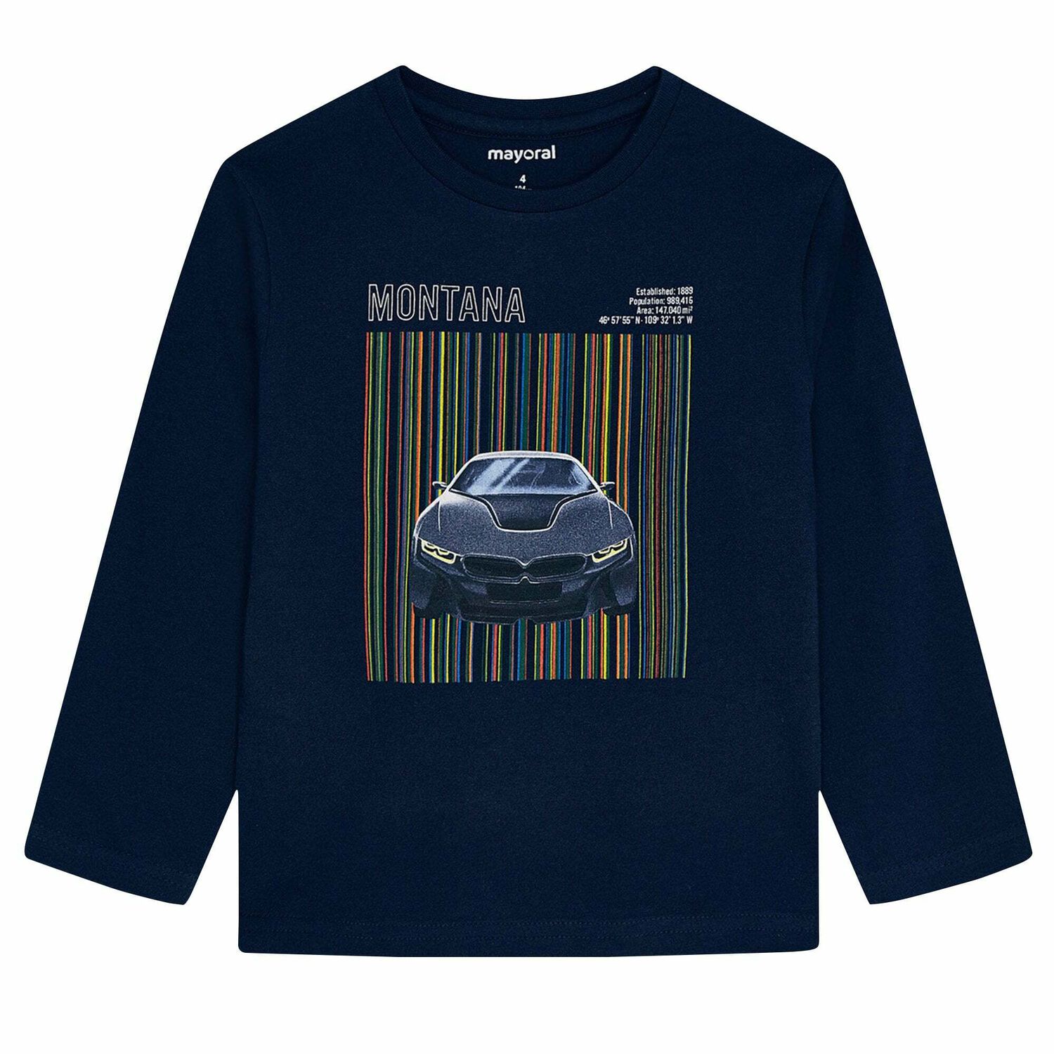 Boys Navy Car Long Sleeve Top, 2, hi-res image number null
