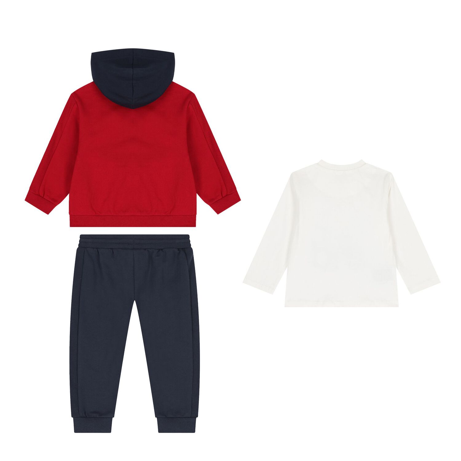 Younger Boys Ivory, Red & Navy Blue Teddy Bear Tracksuit Set (3 Piece), 3, hi-res