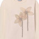 Girls Beige Flower Long Sleeve Top, 1, hi-res