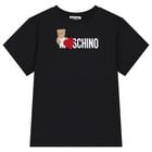 Girls Black Teddy Bear Logo T-Shirt, 4, hi-res