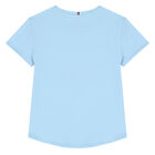 Girls Sky Blue Embroidered Logo T-Shirt, 1, hi-res