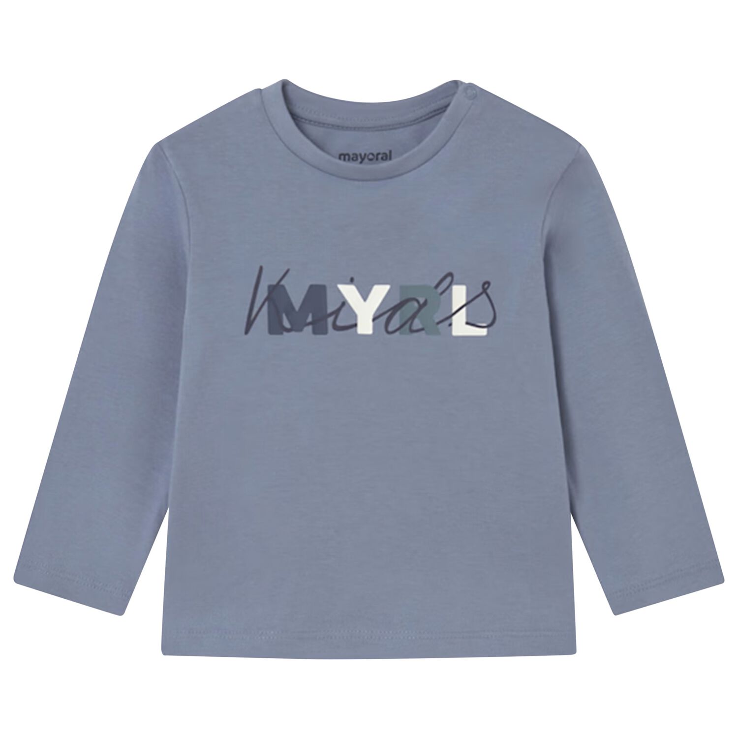 Younger Boys Blue Logo Long Sleeve Top, 5, hi-res