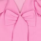 Girls Pink Bow Puff Sleeve Dress, 1, hi-res