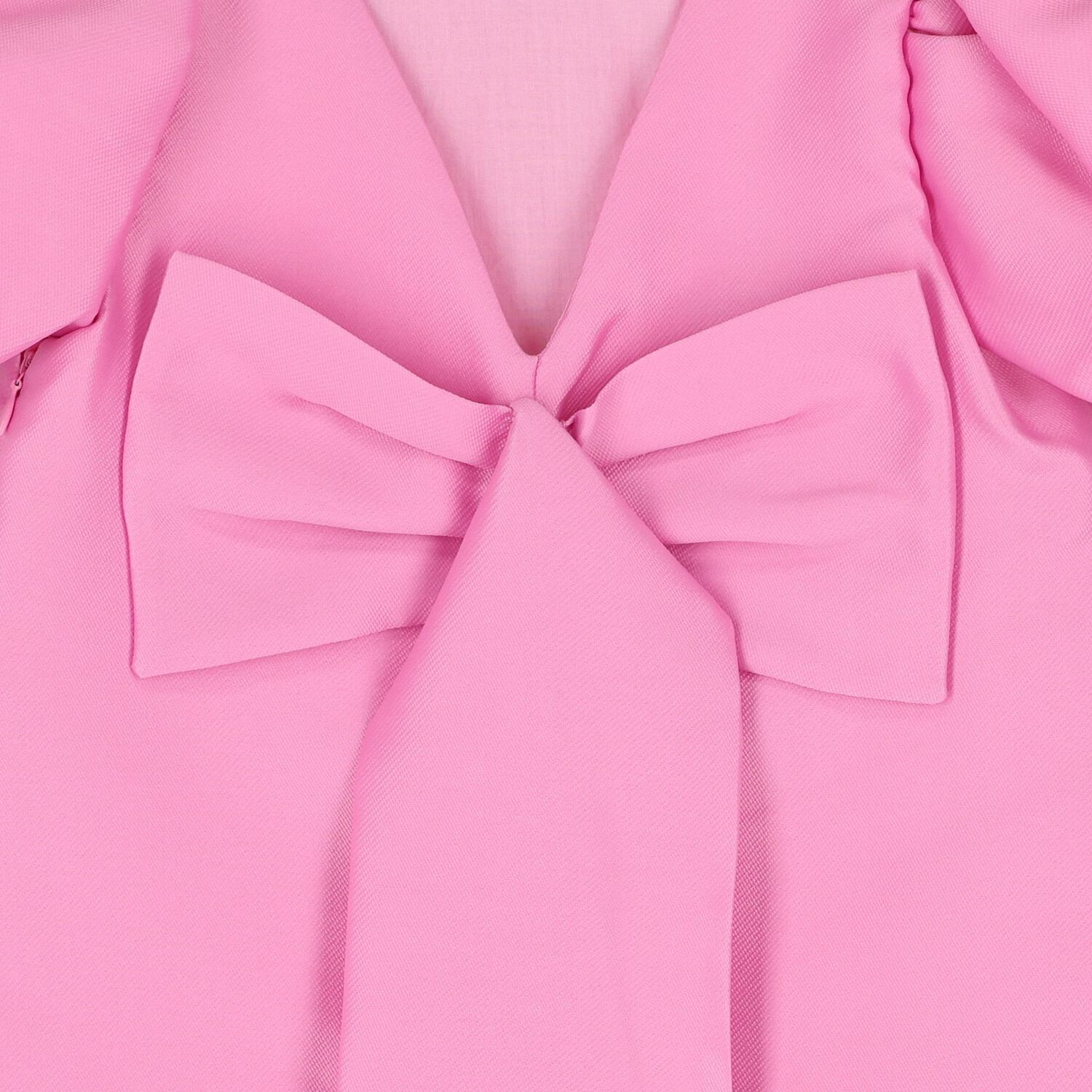 Girls Pink Bow Puff Sleeve Dress, 1, hi-res