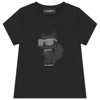 Girls Black Choupette Logo T-Shirt