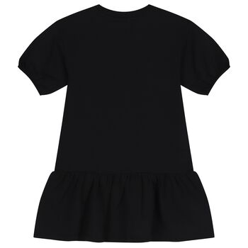 فستان بنات بشعار تيدى باللون الأسود