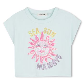 Girls Green Sequinned Sun T-Shirt