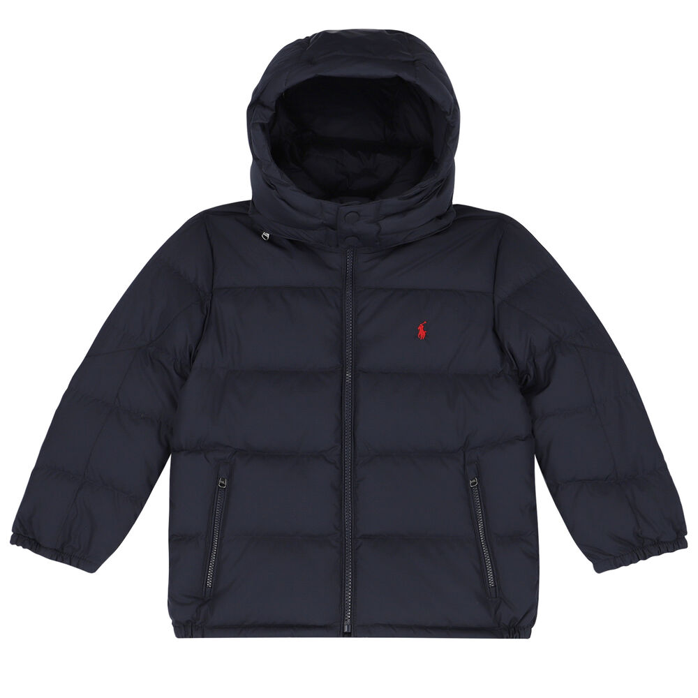 Ralph Lauren Boys Navy Logo Puffer Jacket | Junior Couture UAE