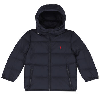 Boys Navy Logo Puffer Jacket