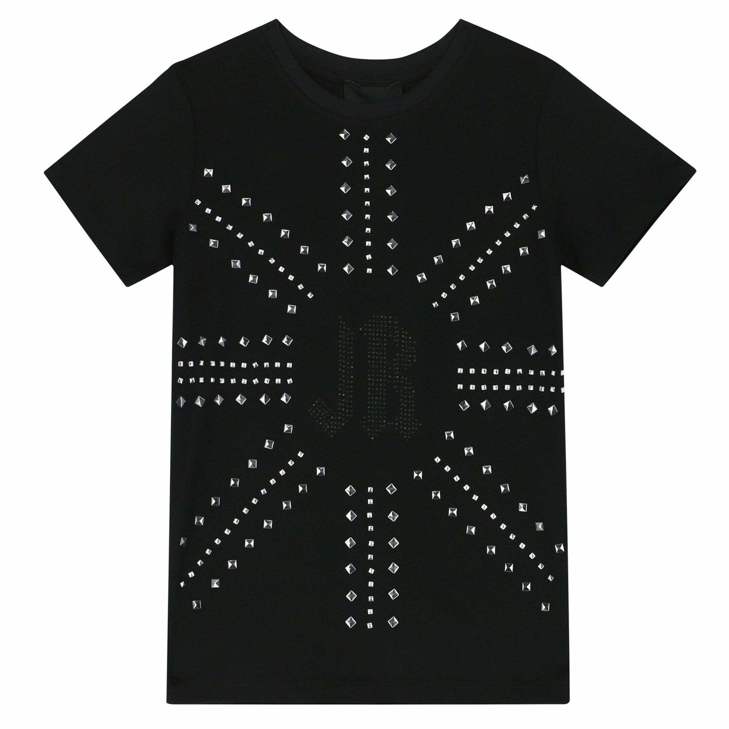 Girls Black Embellished T-Shirt, 1, hi-res image number null