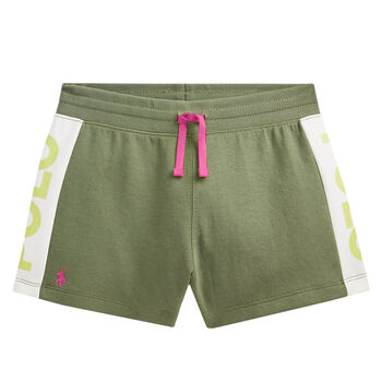 Girls Green Logo Shorts